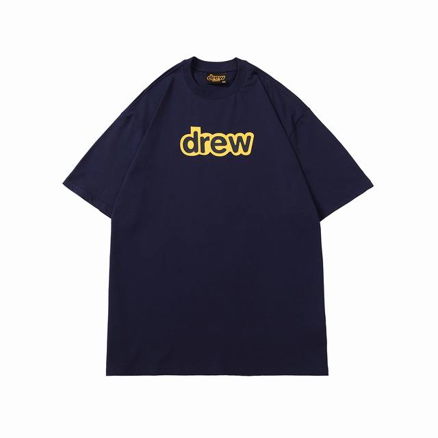 drew 笑脸短袖T 字母款 #802 定织定染32支230克双纱棉面料 进口胶浆印花，领口纯棉螺纹定制，不易变形，可区别市场版本，开模定制新款吊牌 水洗标 原