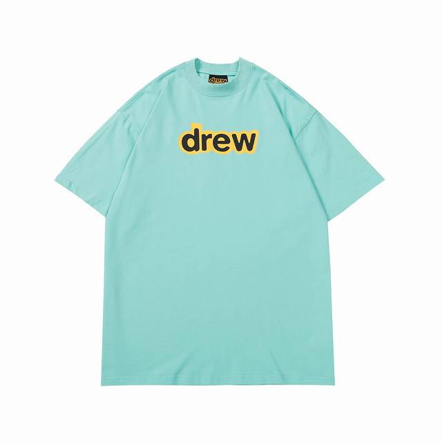 drew 笑脸短袖T 字母款 #802 定织定染32支230克双纱棉面料 进口胶浆印花，领口纯棉螺纹定制，不易变形，可区别市场版本，开模定制新款吊牌 水洗标 原