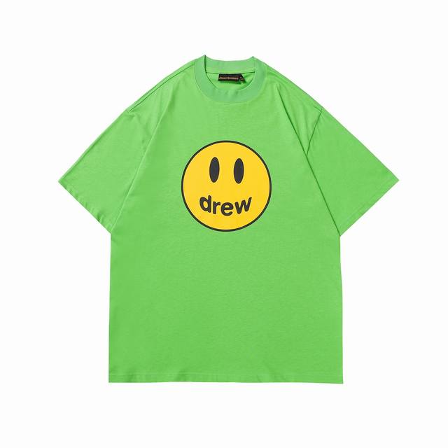 801Drew House笑脸T 22色 定织定染32支230克双纱棉面料 进口胶浆印花，领口纯棉螺纹定制，不易变形，可区别市场版本，开模定制新款吊牌 水洗标