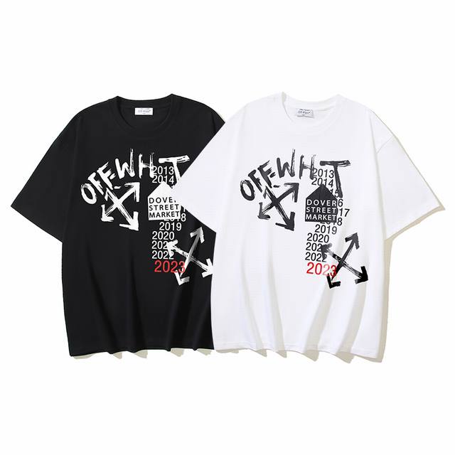 1135# Off-White纯棉260G重磅绘画箭头2013-印花短袖T恤 黑色 白色 S M L Xl