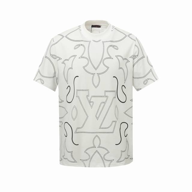 9046# Louis Vuitton 路易威登 老花字母印花 升级，灵感源自八十年代复古 原版面料 官方同款 短袖T恤 定制 270克 同缸染面料 手感非常舒