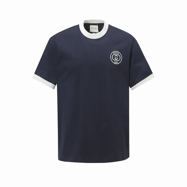 9011# Gucci 2025款官网同款拼色Logo字母刺绣图案 面料- 采用270克双股精梳棉面料.索罗纳螺纹定织定染 工艺- 田岛绣花机绣绘制 工艺不用多