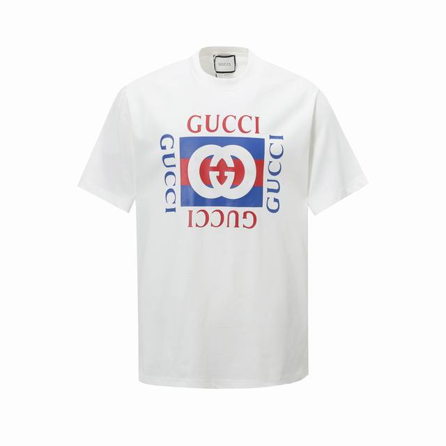 9025# 高品质版本，区别市场通货 Gucci古驰 数码印花工艺，图案渗入面料，无胶感，不会起胶细节到位，面料螺纹定织定染，采用270克双纱全棉面料，手感更加