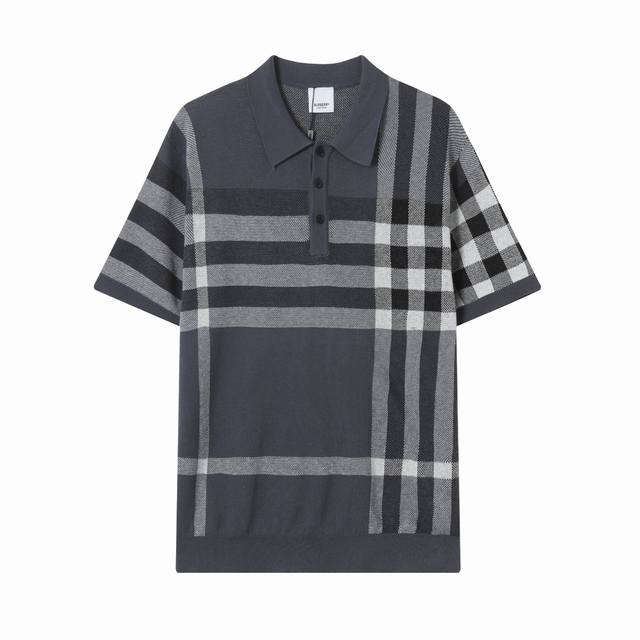 z204# Burberry 巴宝莉 圆领polo针织经典工艺毛衣短袖T恤 男女同款 颜色：咖啡 灰色 码数：Xs S M L