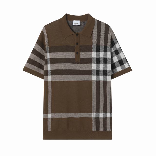 z203# Burberry 巴宝莉 圆领polo针织经典工艺毛衣短袖T恤 男女同款 颜色：咖啡 灰色 码数：Xs S M L
