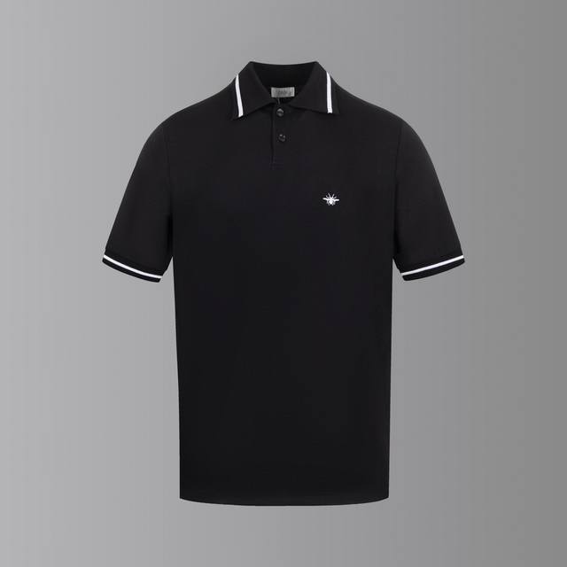 采用定制色织面料330克重正品珠地面料 Dior小蜜蜂刺绣珠地polo衫 颜色：图片色 尺码：S-Xl -辅料：三标齐 标配Zp字母防尘袋