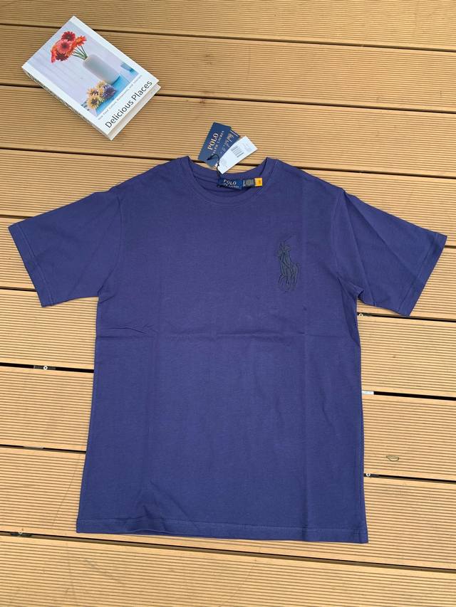 款号：L08 Ralph Lauren 拉夫劳伦25Ss同步推出一体色大马刺绣标圆领短袖 颈部主标Logo有二维码标，可以扫码验证，并且细节马标刺绣全部高密度，