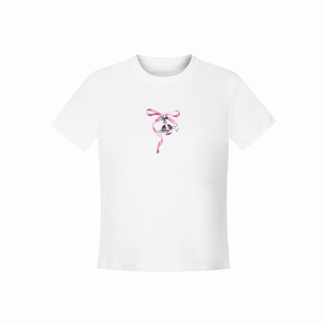 Vivienne West Wood 西天后薇薇安 2025夏季新款土星设计款蝴蝶结Logo正肩短袖T恤 女款 全网独家纯棉高品质 款号：Vi04 尺码：S M