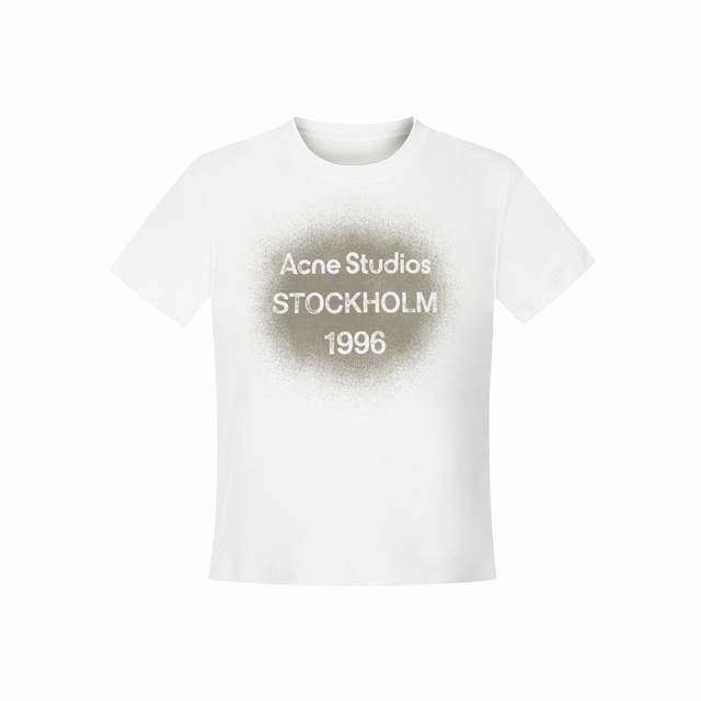 Ac家品牌设计师款1996字母喷墨印花短袖 女款 短款正肩版型 纯棉260G面料 市场独家高品质 款号：Ac15 尺码：S M L 颜色：白色 黑色