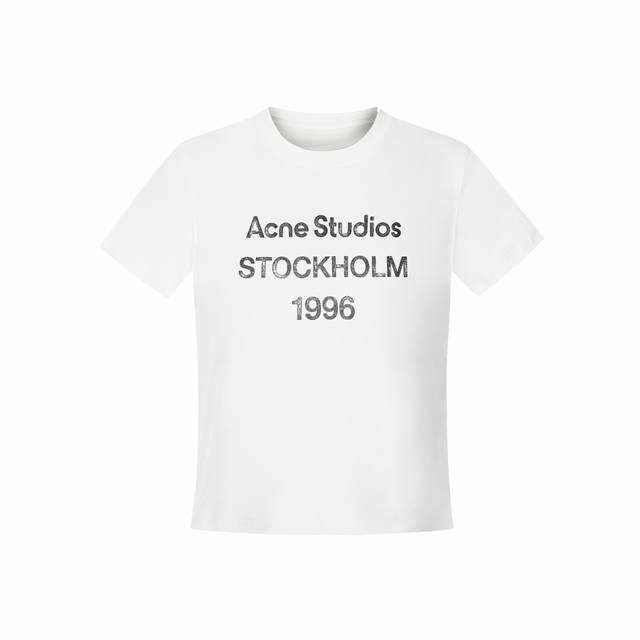 Ac家品牌设计师款做旧字母1996印花短袖 女款 短款正肩版型 纯棉260G面料 市场独家高品质 款号：Ac02 尺码：S M L 颜色：白色 黑色 藏蓝色