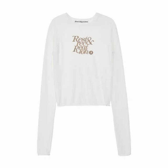 Restandrecreation 韩国小众品牌 Rr刺绣字母针织衫毛衣衫修身短款圆领长袖打底衫 独家高品质 款号：Rr101 尺码：均码 颜色：白色 黑色 天