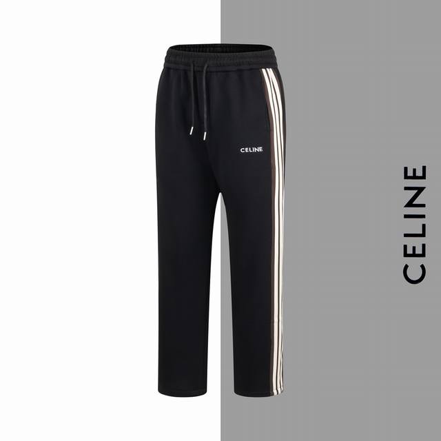 款号 G135 塞琳小标字母刺绣织带卫裤 Celine 官网一致款式 面料：450克高克重精品复合面料 同缸同色织染螺纹 颜色一致 立体饱满小标刺绣 提花织带
