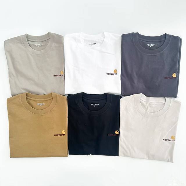 9026 白底图 Carhartt Wip 卡哈特 经典刺绣Logo英文组合圆领短袖T恤 面料：16支纯棉潮牌双纱260克 码数：S M L Xl 颜色：黑 白