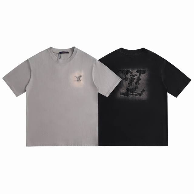 6087# 250克双纱100%棉 工艺印花喷马骝字母绣花洗水 尺码 S M L Xl