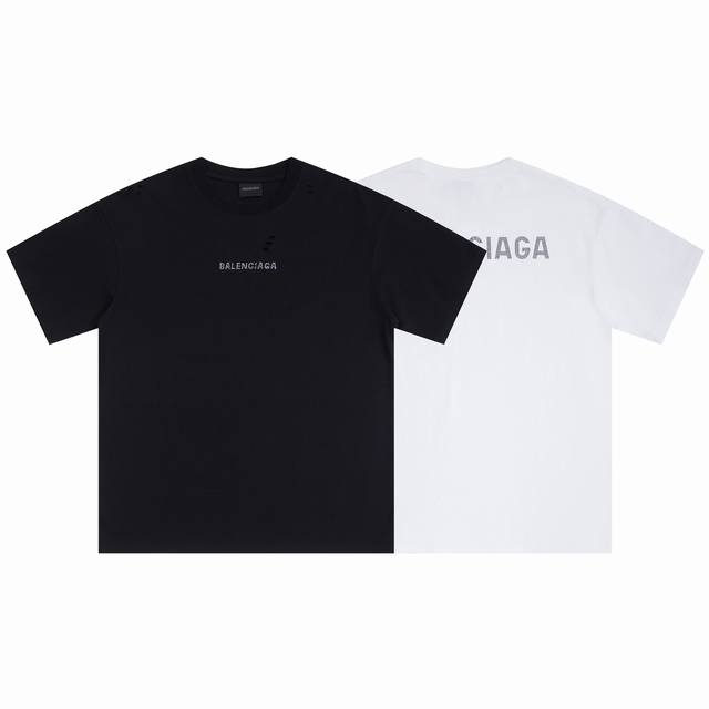 2903# 面料270克100%双纱全棉 衣服洗水做旧破烂设计 字母金属烫钻尺码S M L Xl