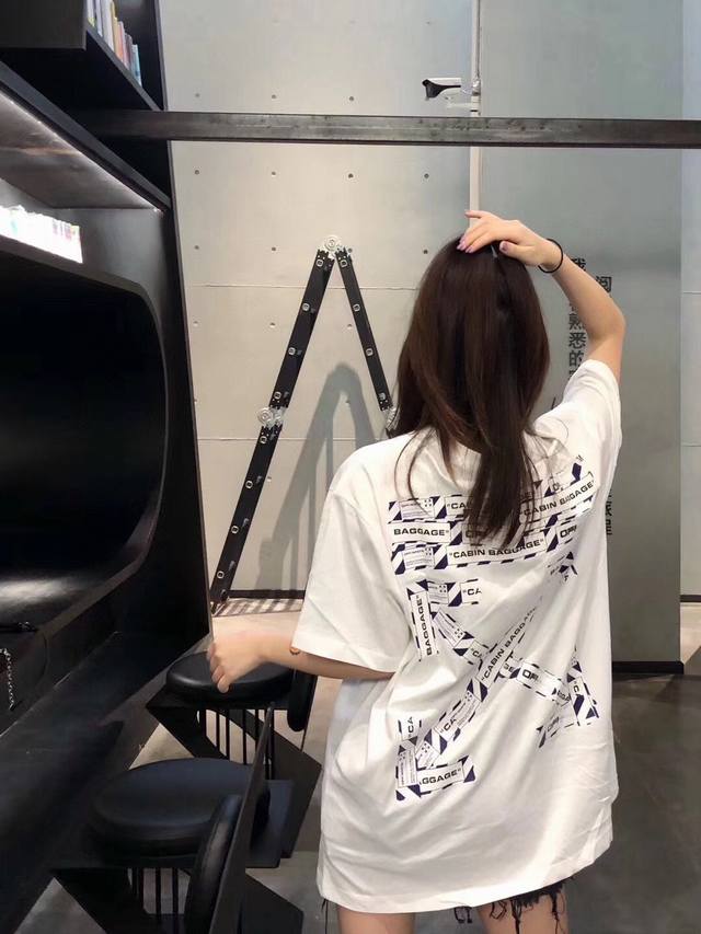 顶级版本 O38# -Off White机场胶带箭头印花纯棉短袖T恤 宽松版型 男女同款- -1：1原版开模，Zp开发，完美还原原版，大厂制作，非市面小厂出品，