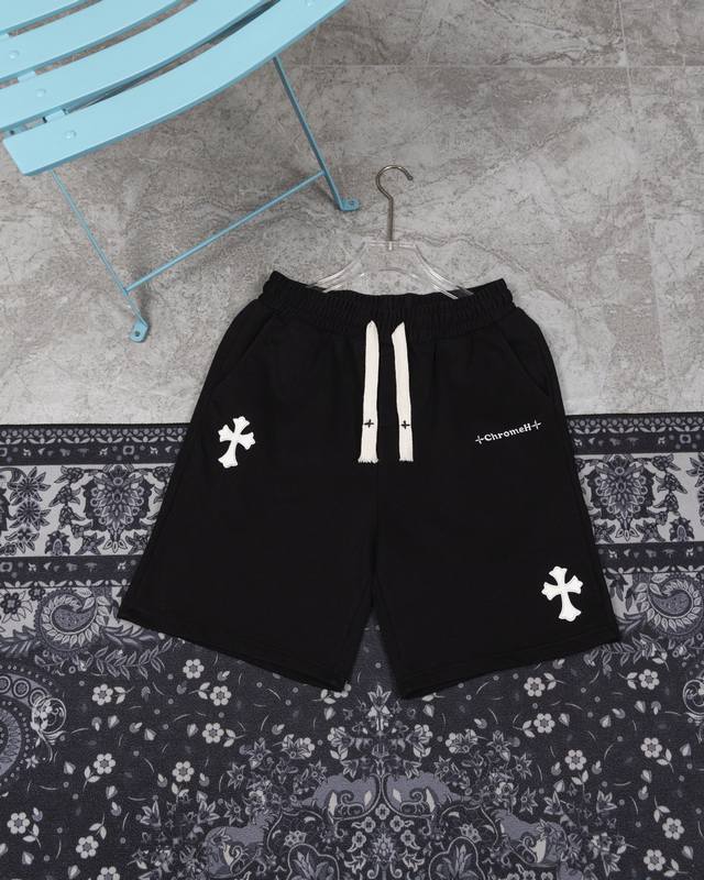 款D12 克罗心 Chrome Hearts 24Ss 克罗心裆前梵文字母刺绣Logo织带短裤 精选高精度酷丝绵精梳面料 清爽丝滑透气 告别厚重感 清清爽爽 全