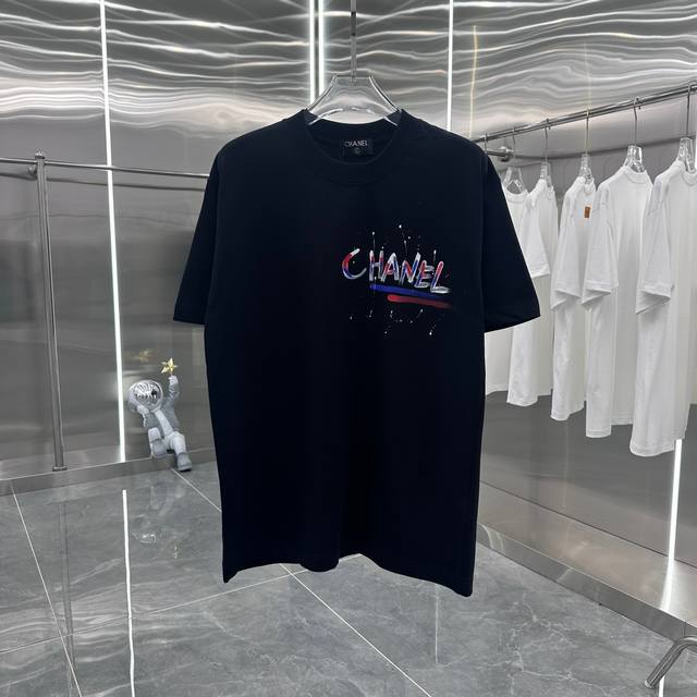 小香 2025春夏新款 手绘泼墨 经典款式 潮流必备 定制面料 上身超舒服 男女同款 S M L Xl Xxl 五个码 黑色 白色