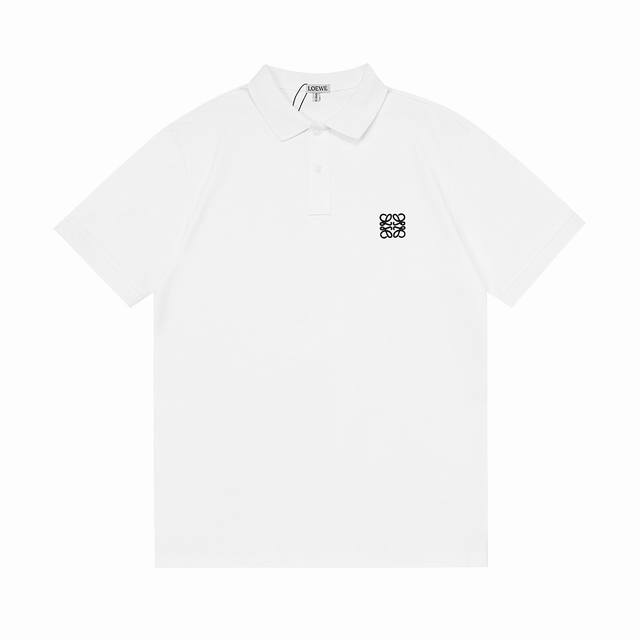 Loewe 罗意威 2025新款 经典Logo刺绣 男女同款 休闲polo衫 定制珠地棉面料 进口田岛机刺绣工艺 领标吊牌主唛三标齐全 颜色：白色 尺码：M-X