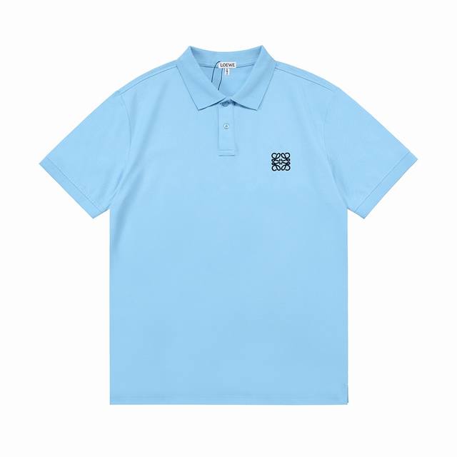 Loewe 罗意威 2025新款 经典Logo刺绣 男女同款 休闲polo衫 定制珠地棉面料 进口田岛机刺绣工艺 领标吊牌主唛三标齐全 颜色：天蓝色 尺码：M-
