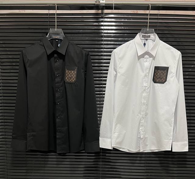 LV驴牌 25春夏新款 胸口压花皮牌五金Logo拼接 高品质长袖衬衫 码数：M-3Xl