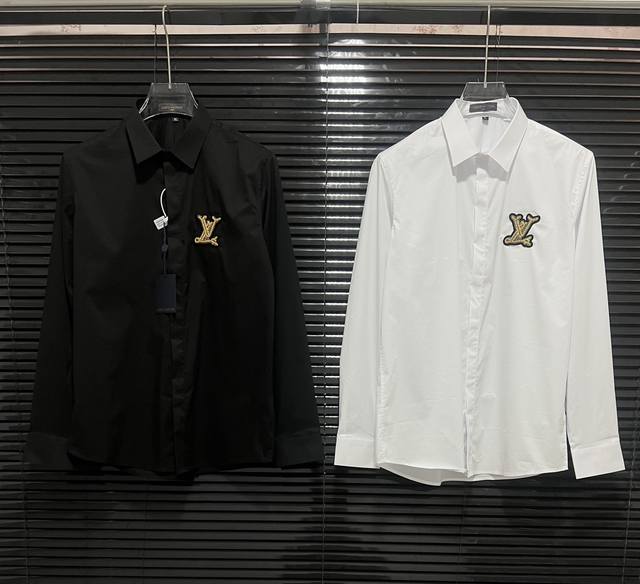 LV驴牌 25春夏新款 胸口金丝字母刺绣拼接 高品质长袖衬衫 码数：M-3Xl