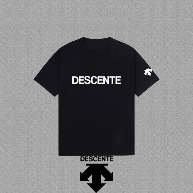 Descente 迪桑特] 2025Fw短袖T恤 Logo厚板 高端26S双纱300克面料 重磅面料 定制拉架罗纹同缸同染 三标齐全 男女同款 颜色：黑色 白色