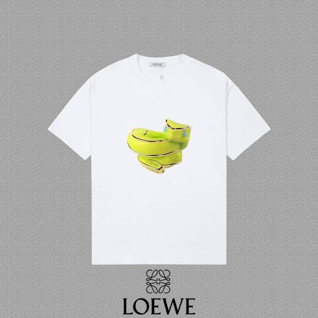 Loewe 罗意威] 2025Fw短袖T恤 Logo印花 高端26S双纱300克面料 重磅面料 定制拉架罗纹同缸同染 三标齐全 男女同款 颜色：黑色 白色 灰色