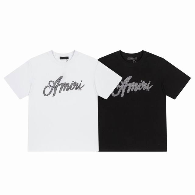 8040# Amiri新款Logo宽松版T桖,采用300克重面料，颜色：黑色，白色，尺码：S M L Xl