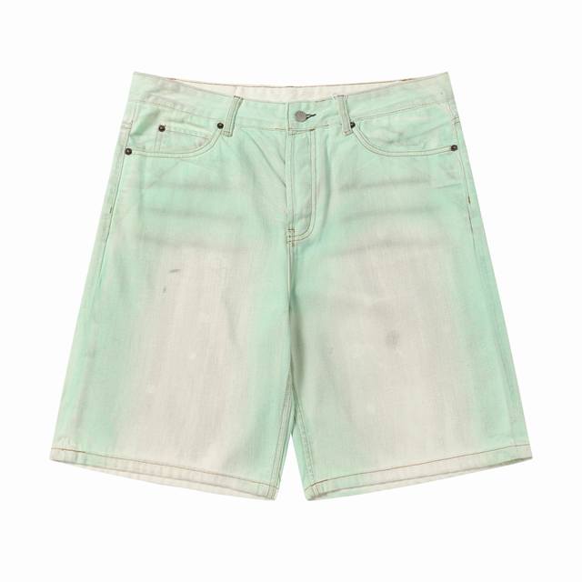 6016# Acnestudios 1981M25Ss春夏不规则重工做旧手工夜光泥染涂料废土系列牛仔短裤.百搭款不挑人.在灯光强光照射下荧光粉涂料.男女同款 码