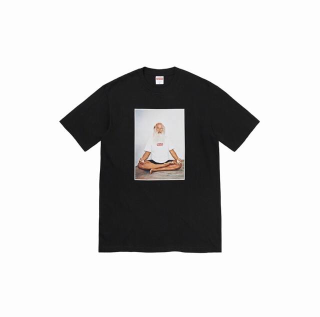 855款Supreme Week 1 Rick Rubin Tee 冥想打坐人物印花圆领短袖T恤 男女同款 码数Smlxl 黑色白色