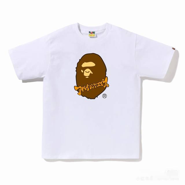 001052款A Bathing Ape Ss24 猿人印花短袖T恤 男女同款 码数Smlxlxxl 白色