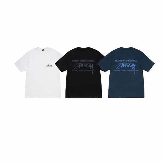 款号Xb2062# Stussy斯图西 Ss25 字母拼Stu短袖T恤男女同款 230克纯棉圆筒布版型 两侧面不带缝线 正确版本与正品相同。区别市场通货。 颜色