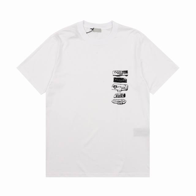 Dior 迪奥 植绒档案字母印花短袖T恤 尺码：Xs-L