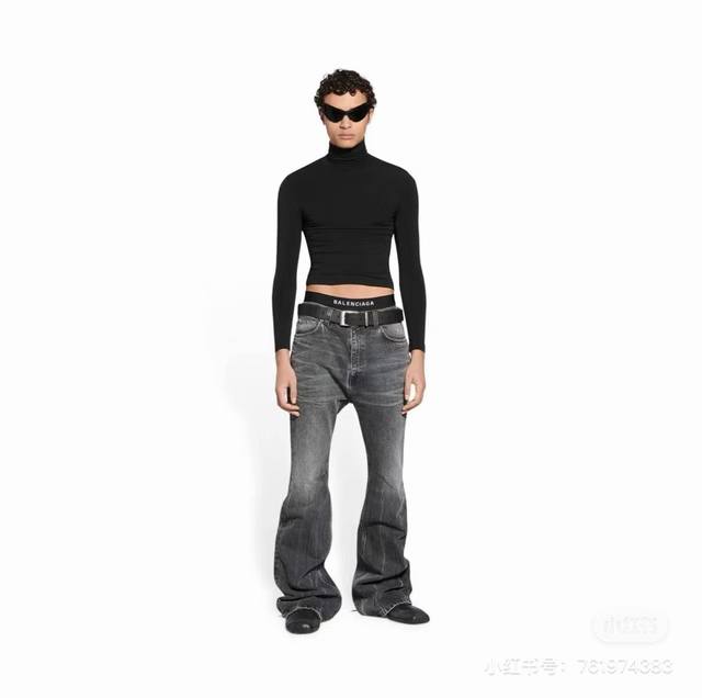 3022# 非常推荐的一款微喇叭裤.显瘦裤 Balenciaga巴黎世家 Demna Flared Trousers 24Ss新款 水洗破坏做旧微喇叭牛仔长裤.