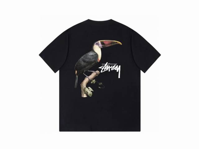 款号Hn778 高品质版本，区别通货 斯图西Stussy Toucan Tee 巨嘴鸟罗纹领短袖T恤 男女同款 -面料精选32支230克双纱面料 手感柔软舒适