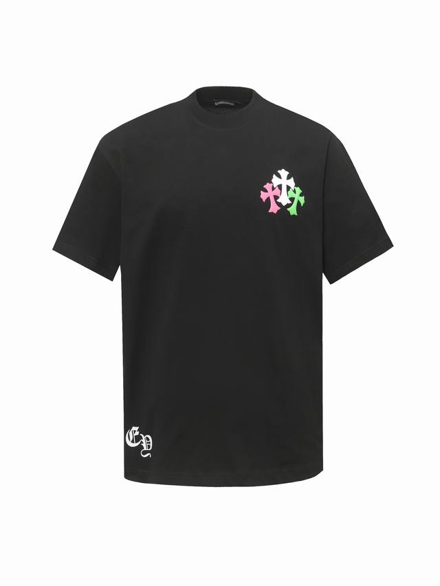 Chrome Hearts 克罗心Ch 发泡印花短袖T恤 面料采用280克重精梳棉，定制32支1*1螺纹，成衣两遍水洗处理，面料舒适亲肤无异感，定制定染面料，纺