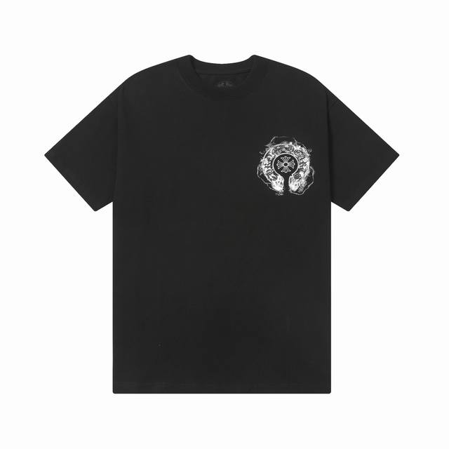 Chromehearts 克罗心 24Ss马蹄拉浆圆领T恤 原版面料 官方同款 短袖T恤 定制260克同缸染面料 手感非常舒服 春夏最新砖柜同步 时尚又个性 超