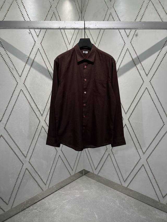 Kiton 25Ss新款休闲纯色胸口饰有贴袋长袖衬衫！ 码数：S.M.L.Xl.Xxl.