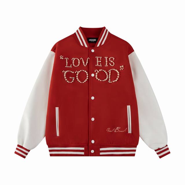 款号S32 Goodbrand 棒球服 采用重磅700克龙凤尼面料拼接荔枝纹袖皮 原版开模 泡珠工艺 还原五金配件！ M L Xl Xxl