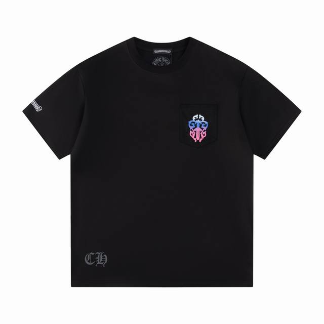 款号T53 克罗心 短袖T恤 男女同款 -采用原版280G100%纯棉面料 柔软舒适 螺纹同缸定染零色差 独家品质区别通货 欢迎对比 -颜色： 黑色 -码数：X
