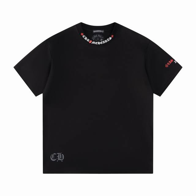款号T26 克罗心 短袖T恤 男女同款 -采用原版280G100%纯棉面料 柔软舒适 螺纹同缸定染零色差 独家品质区别通货 欢迎对比 -颜色： 黑色 -码数：X