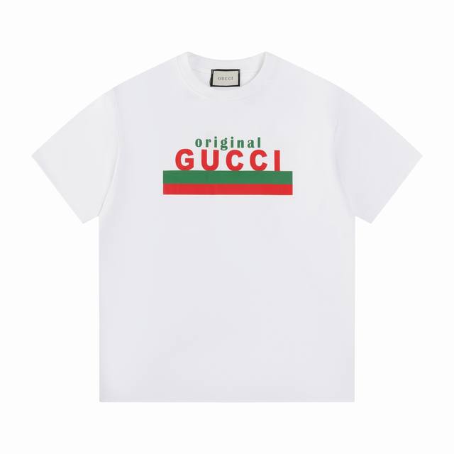 款号T17 Gucci 短袖T恤 男女同款 -采用原版280G100%纯棉面料 柔软舒适 螺纹同缸定染零色差 独家品质区别通货 欢迎对比 -颜色： 白色 -码数