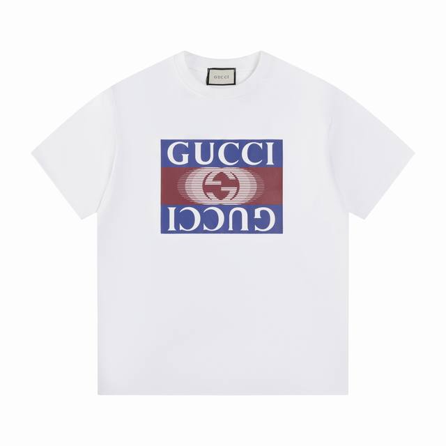 款号T16 Gucci 短袖T恤 男女同款 -采用原版280G100%纯棉面料 柔软舒适 螺纹同缸定染零色差 独家品质区别通货 欢迎对比 -颜色： 白色 -码数