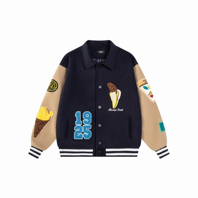 款号S17 Fendi 24Ss明星同款棒球服 面料采用700克龙凤尼料 独立的刺绣工艺 每个Logo都非常立体标 原版开模1:1还原，辅料齐全 M L Xl