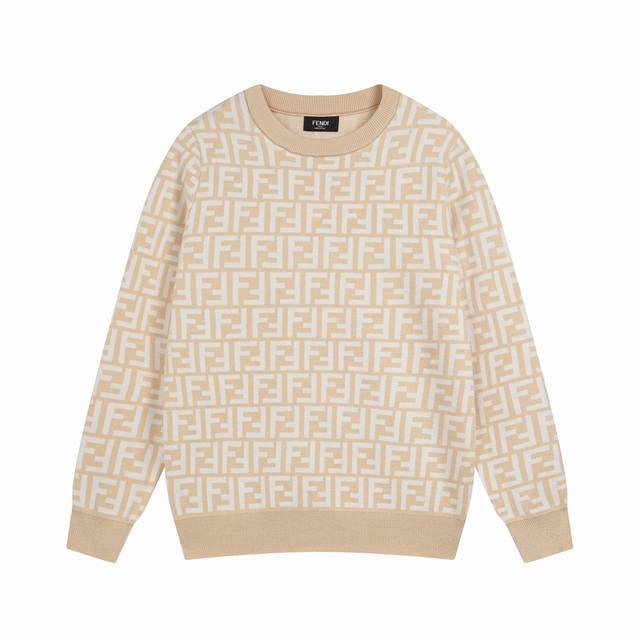 款号M03 Fendi 秋冬新品 时尚元素提花Logo圆领羊毛针织衫 面料全定制工艺高支定制提花羊毛纤维面料 原版开模 一比一还原 三标齐全 M L Xl Xx