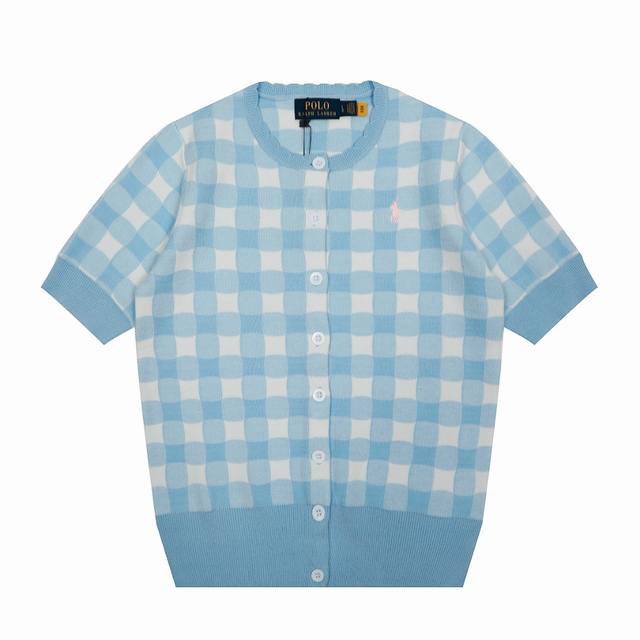 顶级品质 款号：Ds115# 全年不下架 拉夫劳伦Ralph Lauren格子提花基础小马刺绣Logo针织开衫短袖 拉夫劳伦Ralph Lauren四季百搭女神