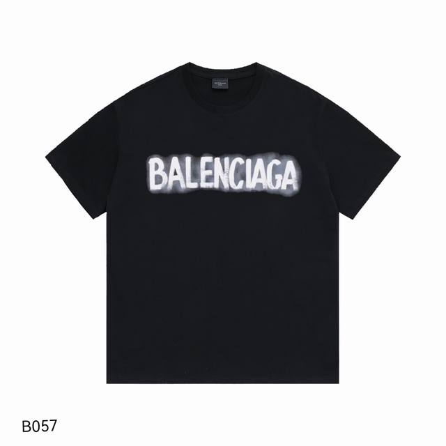 顶级版本 顶级品质 Balenciaga巴黎世家标识印花圆领短袖T恤 早春款Balenciaga短袖 宽松版型 采用270克精梳棉双纱 从面料到辅料全部三标齐全