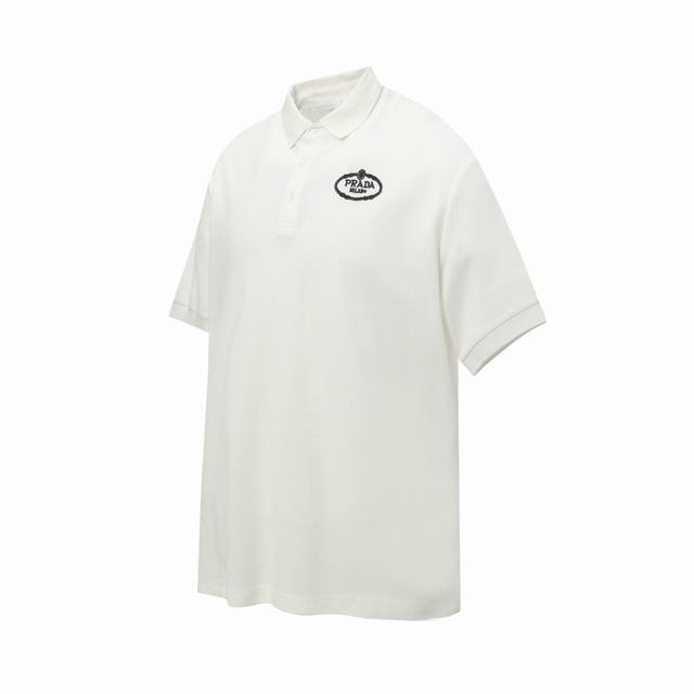 3004款 prada 普拉达基础款字母Logo绣花商务polo衫短袖T桖 采用进口田岛绣花机制作 辅料均开磨定制 正确配置 黑色2025普拉达正品包装 200
