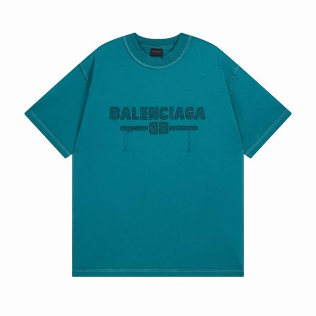 顶级版本 大货细节图 #巴黎25Ss简约字母反车水洗磨破做旧短袖# Balenci*Ga巴黎# 面料采用260G巴黎专用双纱*高克重1比1双纱罗纹 前幅采用进口
